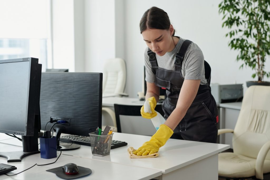 Cleaner on duty in the office